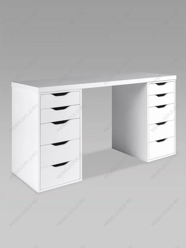 Стол письменный Ингар, 10 ящиков, 140х75х55 см, белый | изображение 8