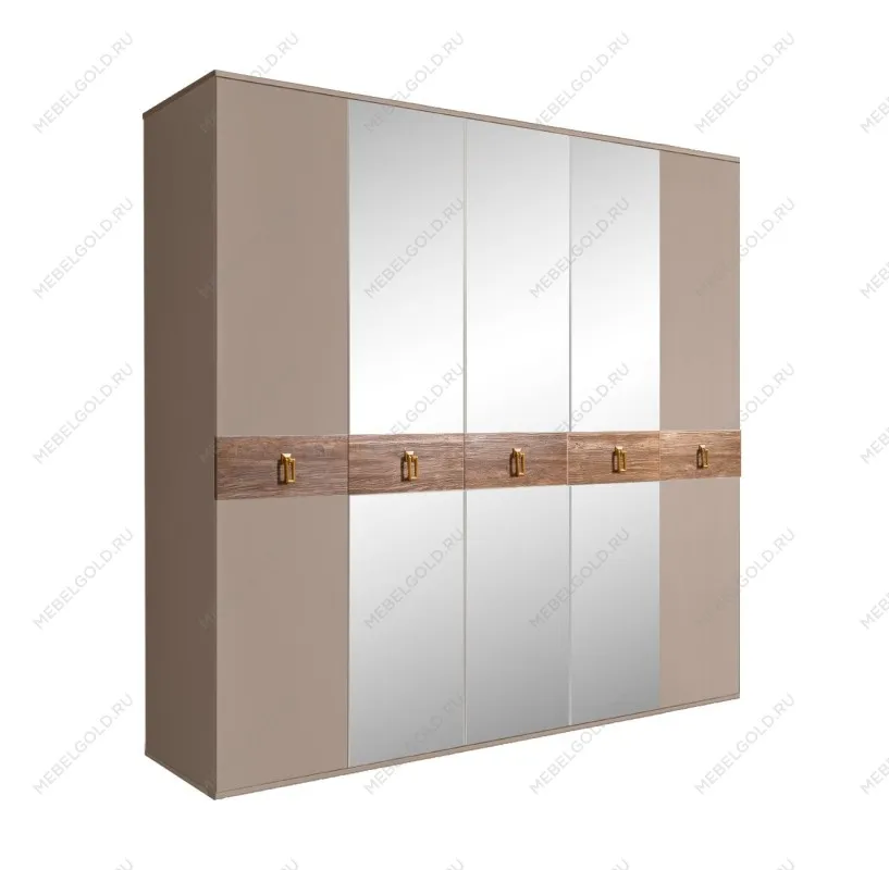 Шкаф 5-ти дв. с зеркалами Bogemia Wood Fa (Мокка/Золото) БМШ1/5(Wo)
