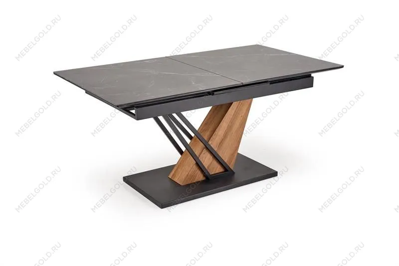 Стол обеденный Halmar VOLANT 140 (черный мрамор/дуб золотой) | изображение 6