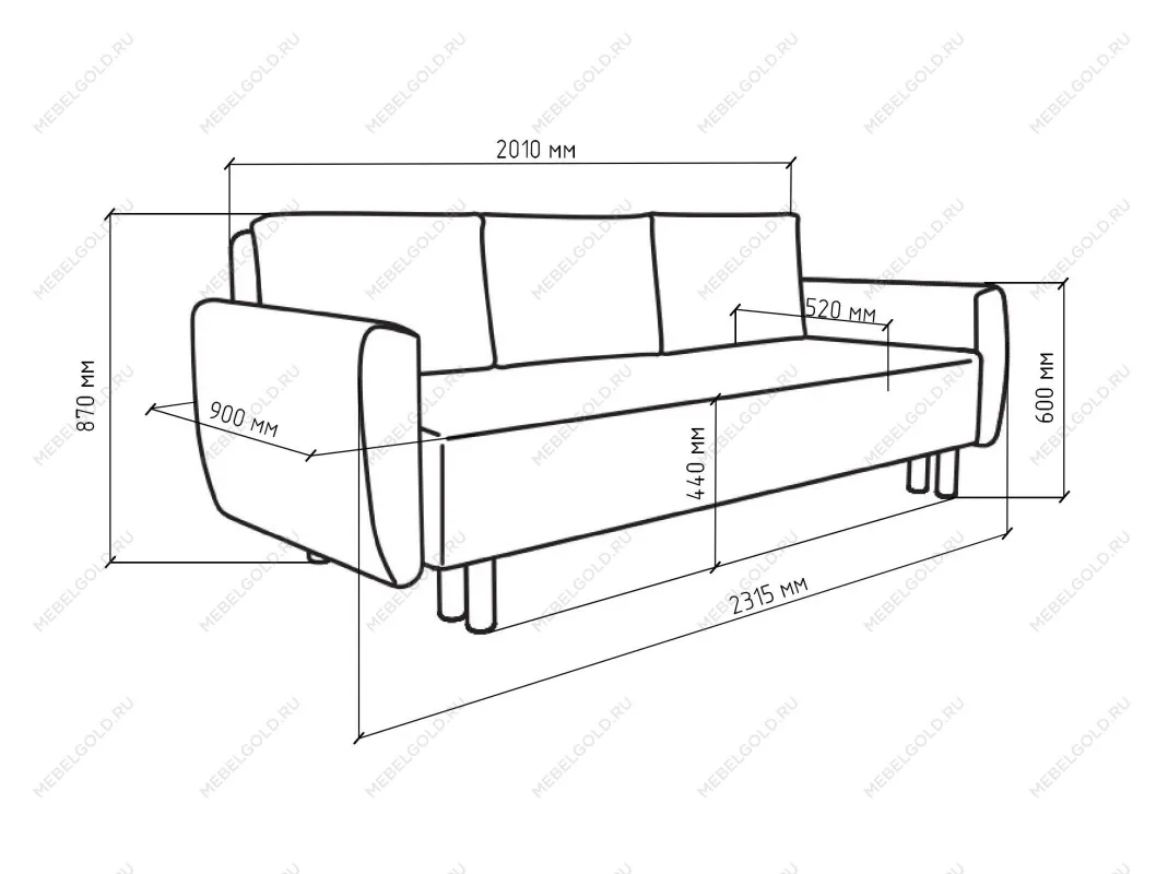 Диван-кровать ТУЛИСИЯ, 232х90х78 см, пастельно-голубой | изображение 6