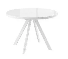 Стол круглый раздвижной со стеклом TRIO-110 (Белый оптивайт/Белый) 110(145)