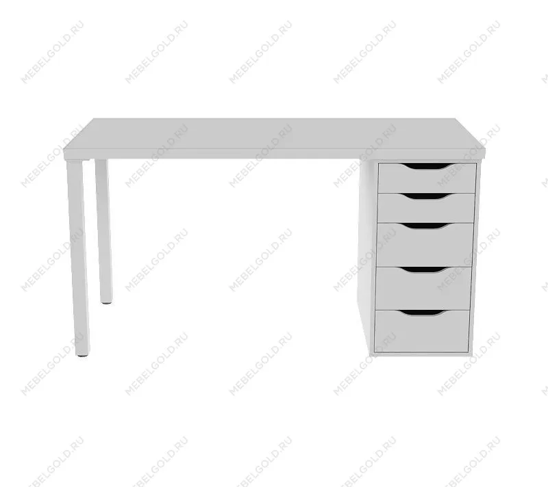 ИНГАР стол письменный ИКЕА / IKEA белый, 140x75, с одной тумбой | изображение 1