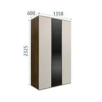 Шкаф 3-х дверный Bogemia Woodline Air (Шелк/Черный) БМШ2/3(1)