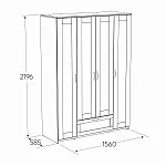 Шкаф Сириус, 4 двери и 1 ящик с зеркалом, 156х59х220 см, дуб сонома | изображение 5