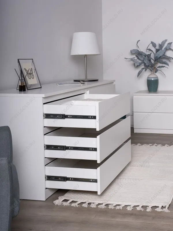 Комод Мальта, 6 ящиков, горизонтальный, с доводчиками, 160х48х76 см, белый | изображение 6