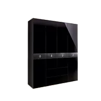 Шкаф 4-х дверный с ящиками Римини СОЛО (Черный/Серебро) РМШ2/41(s)