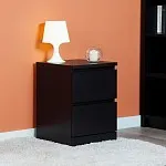 Тумба прикроватная Варма, 2 ящика, 40х55х40 см, шпон натурального дерева, ясень черный | изображение 1