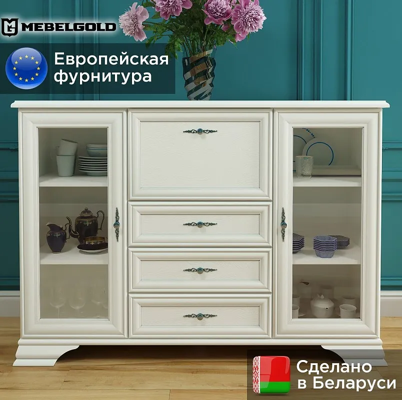 Комод-бар Кентаки KOM2W3S1B белый | изображение 1