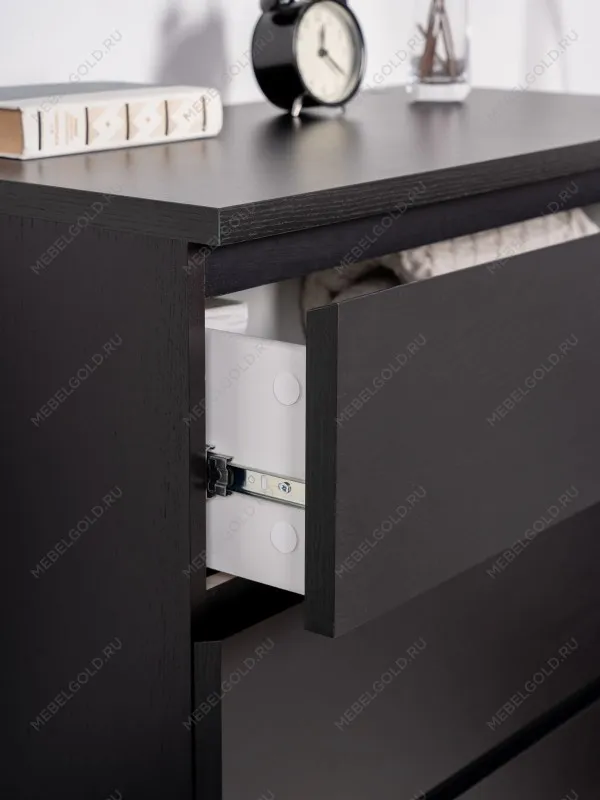 Комод Варма, 4 ящика, 80х100х40 см, шпон натурального дерева, ясень черный | изображение 3