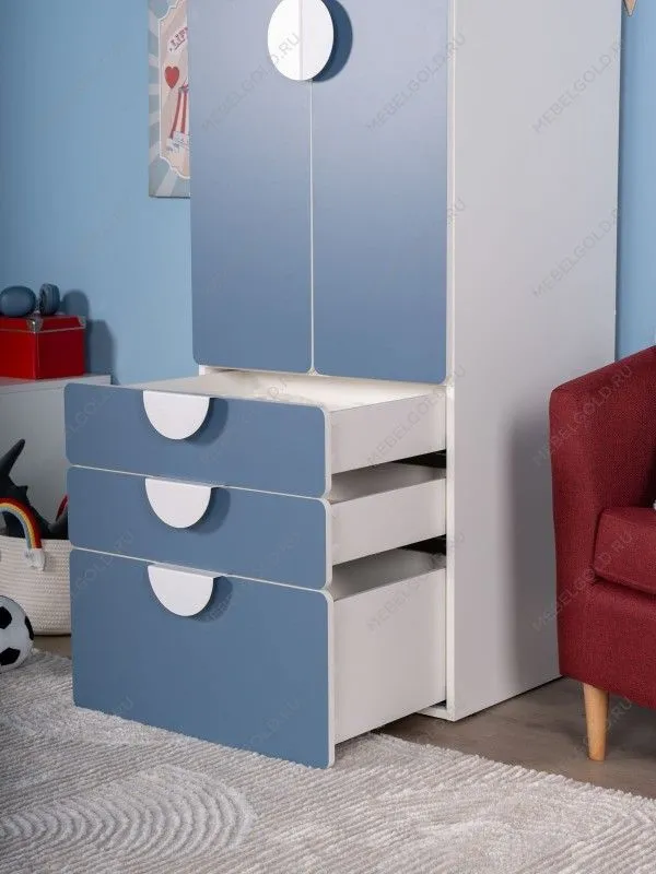 Шкаф распашной Пикси, с двумя дверьми, тремя выдвижными ящиками и полкой 60x57x180, озорной василек | изображение 6