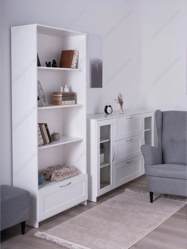 Стеллаж Сириус, 1 ящик, 78х35х190 см, белый | изображение 2