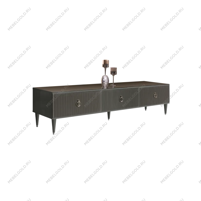 Тумба под телевизор 3 ящика Римини СОЛО (Серый/Серебро) РМТ-4(s)[10]