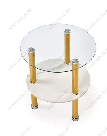 Стол журнальный Halmar DUCAT S (белый мрамор/прозрачный/золотой) | изображение 3