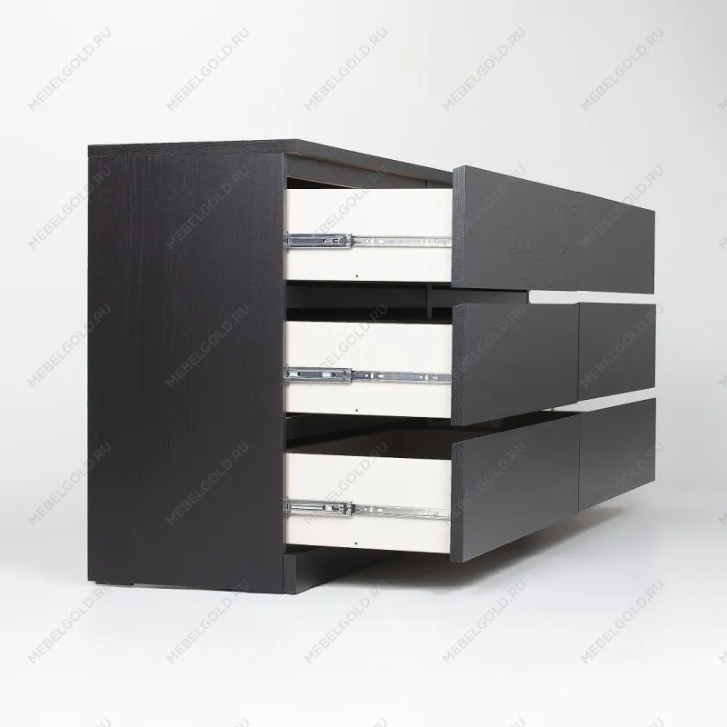 Комод Варма, 6 ящиков, горизонтальный, 160х78х40 см, шпон натурального дерева, ясень черный | изображение 15