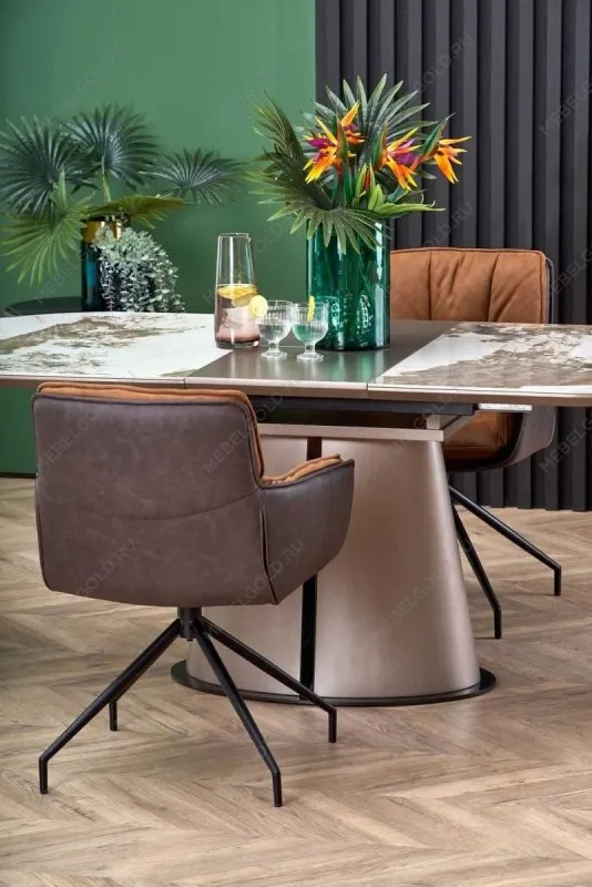 Стол обеденный Halmar ROBINSON (бежевый мрамор/капучино/черный) | изображение 2