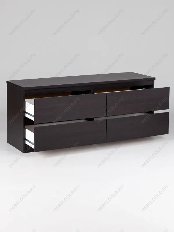 Тумба для ТВ Кастор, 4 ящика, 130х40х54 см, черная, дуб венге | изображение 13