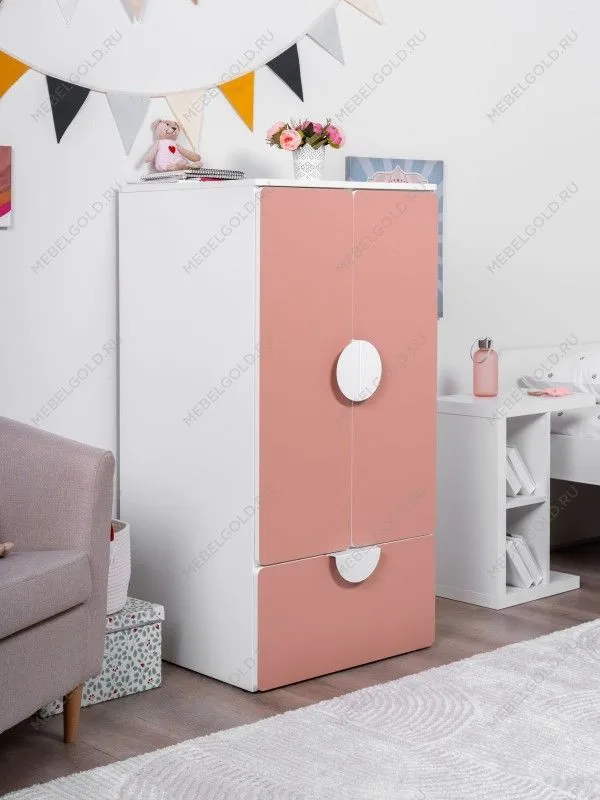 Шкаф распашной Пикси, с двумя дверьми, полкой и одним выдвижным ящиком 60х57х120, мечтательный пион | изображение 1