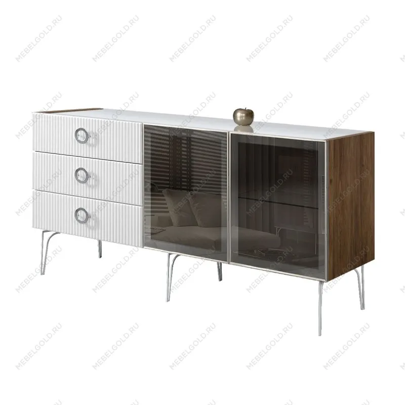 Комод 1.6м Bogemia Woodline Fi (Белый) (Lakobel/Хром) БМКМ-4[5]