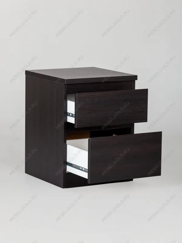 Тумба прикроватная Кастор, 2 ящика, 40х37х49 см, черно-коричневая, дуб венге | изображение 6