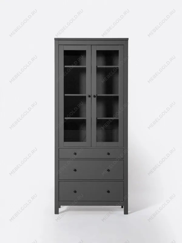 Шкаф с витриной Сага, 90х41х215 см, серый | изображение 12