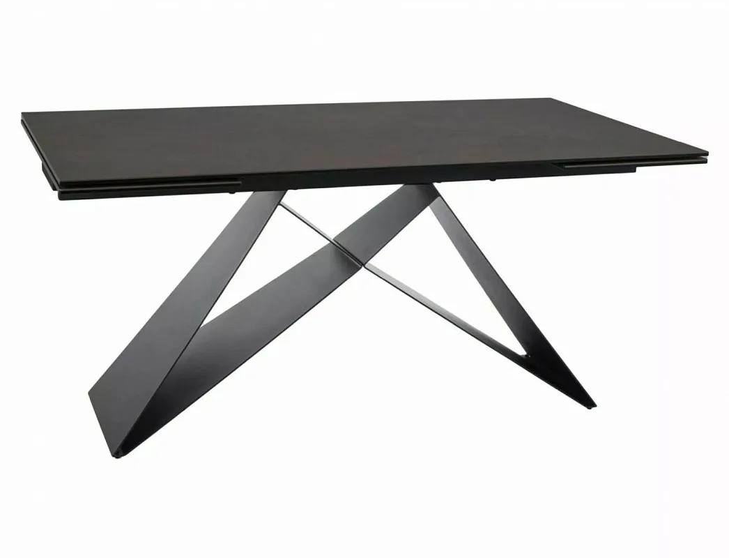 Стол обеденный Signal WESTIN Ceramic 160 раскладной (Ossido Bruno коричневый/черный мат)