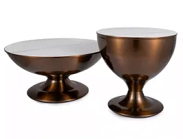 Комплект Signal SALSA, 2 стола журнальных (эффект белого мрамора/медный)