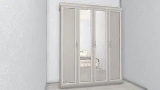 Шкаф Мишель Лайт 4-дверный с зеркалом серый