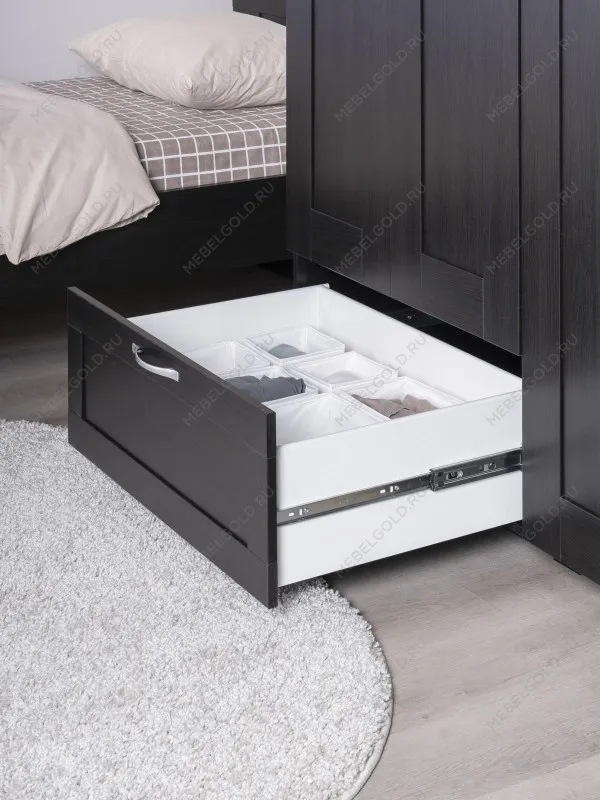 Шкаф Сириус, 3 двери и 1 ящик, 117х59х220 см, черно-коричневый, дуб венге | изображение 4