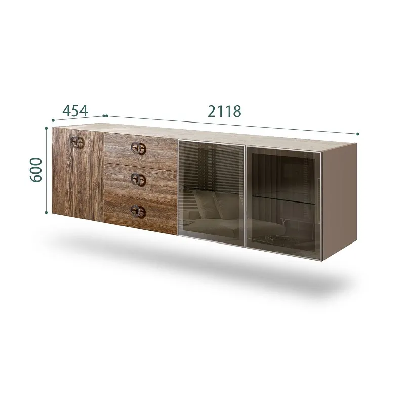 Комод 2.1м Bogemia Fly Wood Fi (Мокка) (Novabuk/Хром) БМКМ-5[5][10]