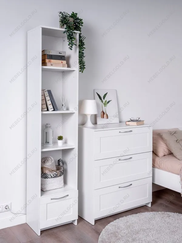 Стеллаж Сириус, 1 ящик, 39х35х190 см, белый | изображение 1