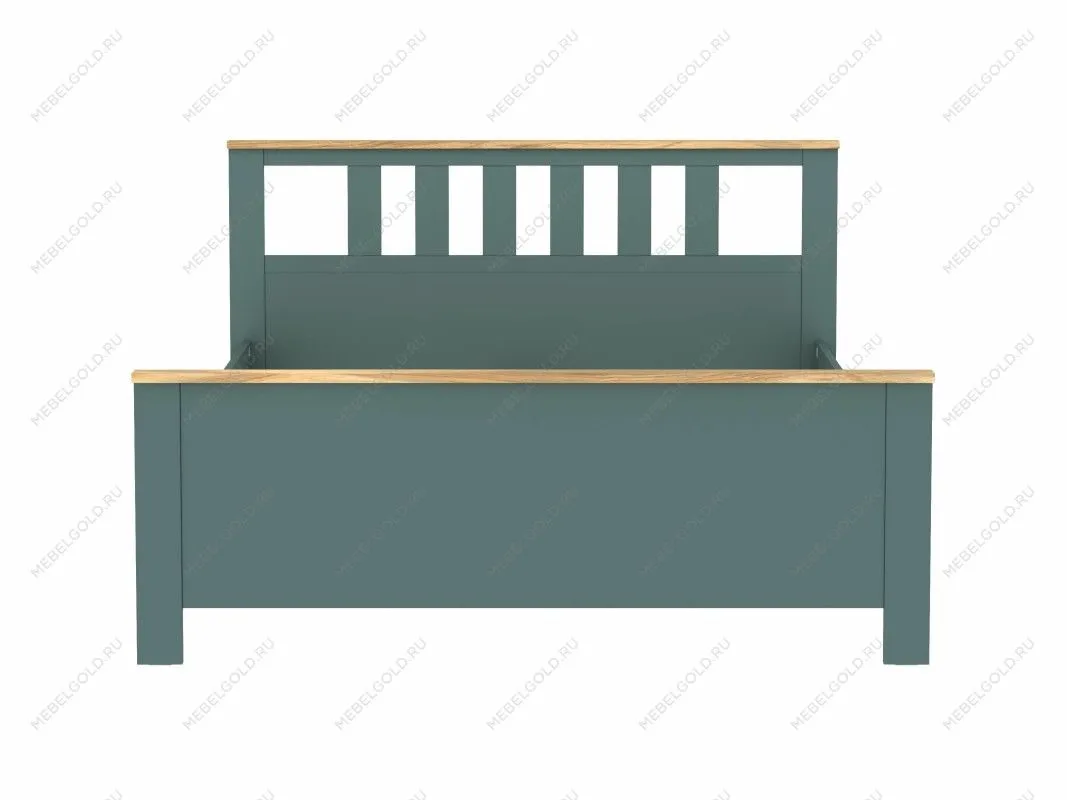 Кровать двуспальная Сага, 160х200 см, темно-бирюзовая/ясень | изображение 14