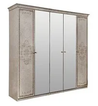 Шкаф Патрисия 5-дверный (2+1+2) с зеркалом крем корень глянец