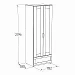 Шкаф Сириус, 2 двери и 1 ящик с зеркалом, 78х59х220 см, черно-коричневый, дуб венге | изображение 11