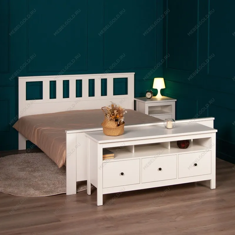 Тумба ТВ Сага, 3 ящика, 131х42х63 см, белая | изображение 8