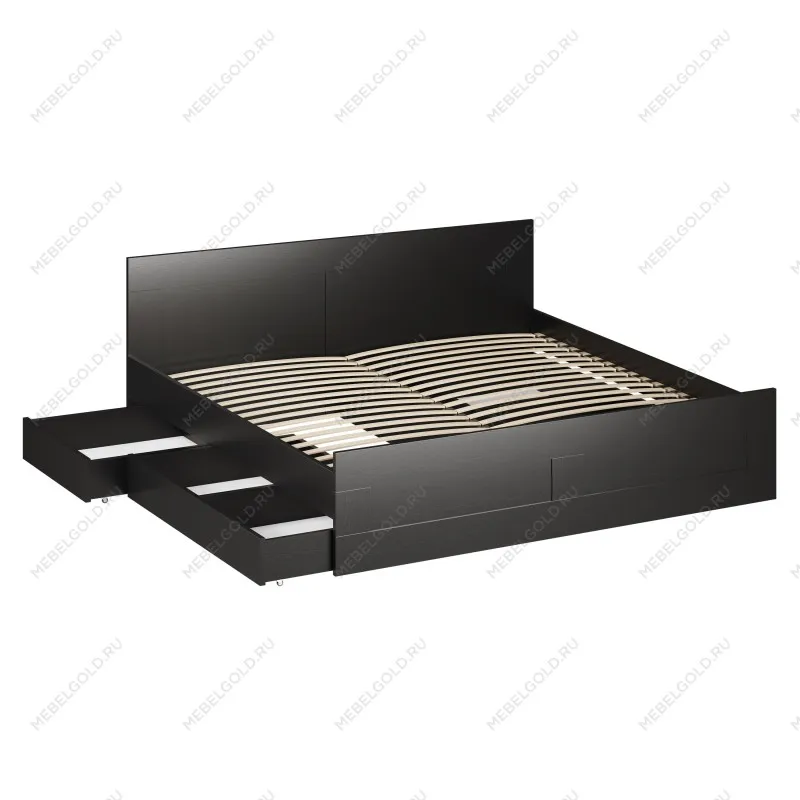 Ящик выкатной для кроватей СИРИУС, 138х60х20 см, черно-коричневый, дуб венге | изображение 12