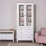 САГА шкаф с витриной 90 белый/ясень | изображение 5