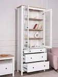 Шкаф с витриной Сага, 90х41х215 см, белый/ясень | изображение 2