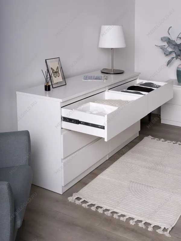 Комод Мальта, 6 ящиков, горизонтальный, с доводчиками, 160х48х76 см, белый | изображение 8