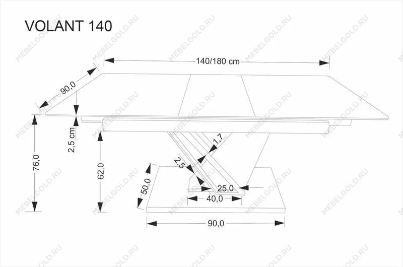 Стол обеденный Halmar VOLANT 140 (черный мрамор/дуб золотой) | изображение 14