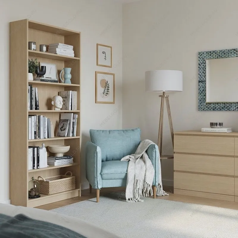 Стеллаж Варма, 6 полок, 78х198х28 см, шпон дуб, беленый | изображение 3