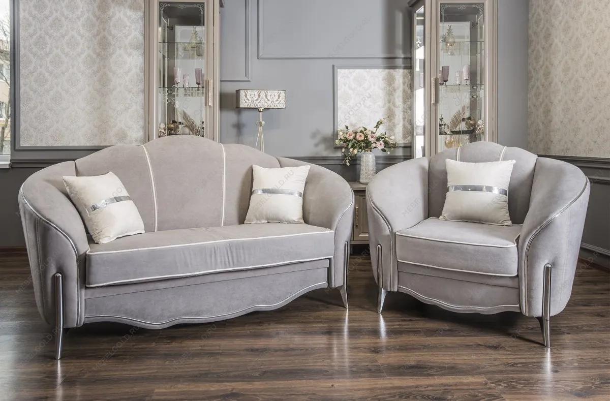 Диван Гравита 2х местный серый серебро без раскладного механизма | изображение 1