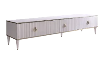 Тумба под телевизор 3 ящика Римини СОЛО (Белый/Серебро) РМТ-4(s)[10]