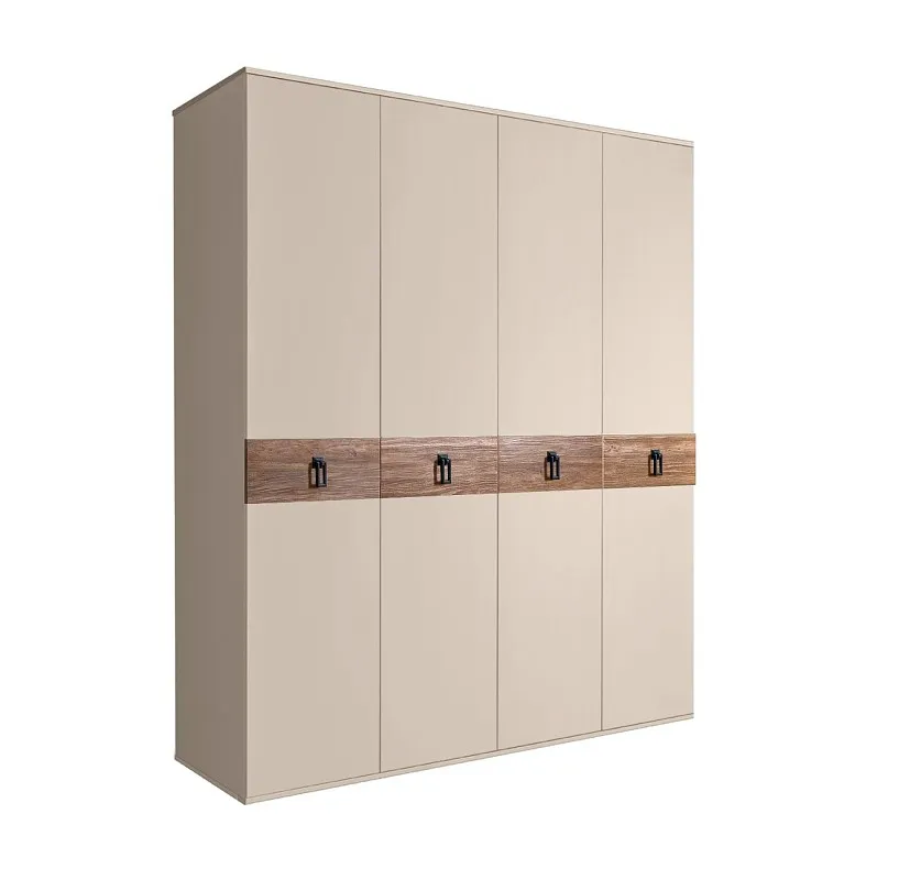 Шкаф 4-х дв. Bogemia Wood Fa (Ваниль/Черный) БМШ2/4(Wo)