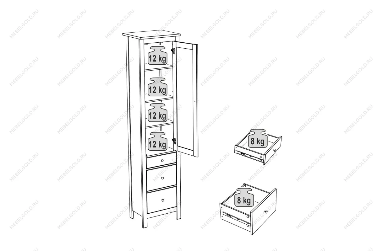 САГА шкаф с витриной 50 МОРУ кашемир/ясень | изображение 3