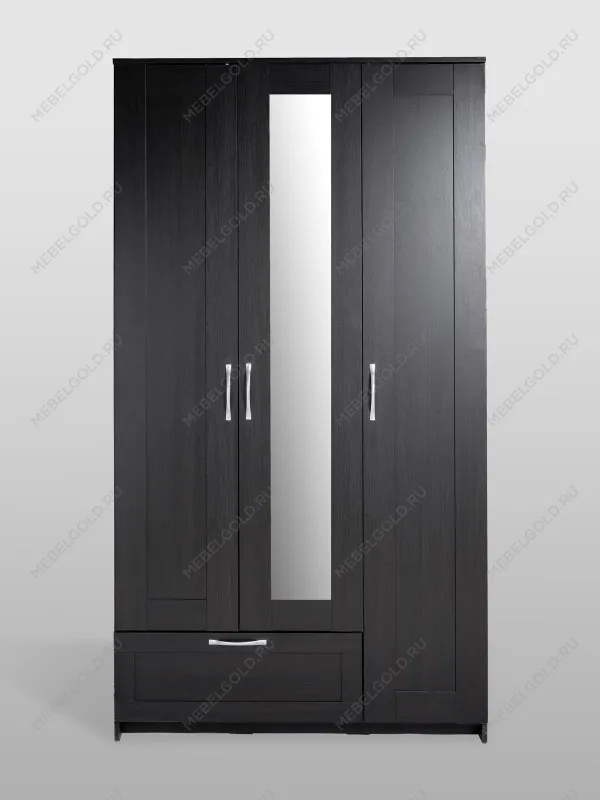 Шкаф Сириус, 3 двери и 1 ящик с зеркалом, 117х59х220 см, черно-коричневый,дуб венге | изображение 8