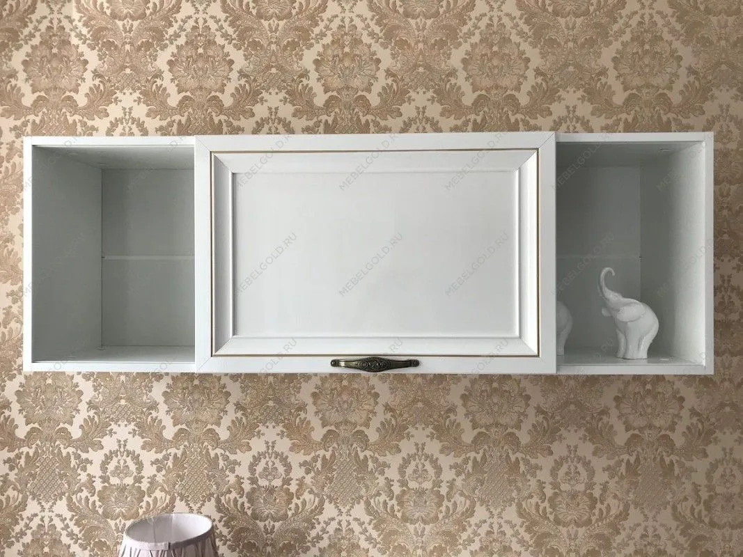 Полка навесная книжная Натали белый глянец - Выставка м. Марьина роща | изображение 4