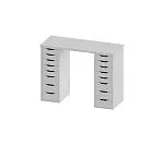 ИНГАР стол письменный ИКЕА / IKEA белый, 140x75, с двумя высокими тумбами | изображение 2