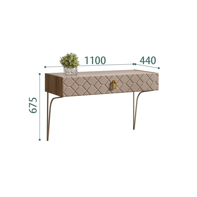 Стол туалетный Bogemia Woodline Fa (Мокка) (Lakobel/Золото) БМСТ-1