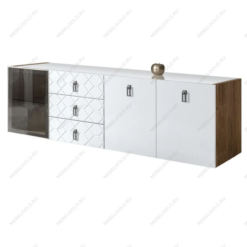 Комод 2.1м Bogemia Woodline Fly Fa (Белый) (Lakobel/Хром) БМКМ-5[4]