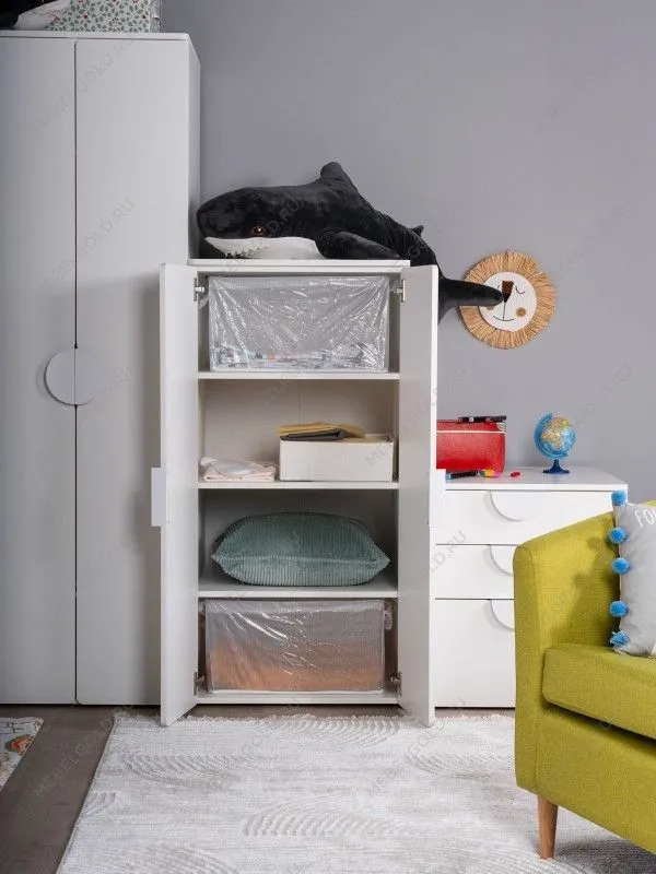 Шкаф распашной Пикси, с двумя дверьми и тремя полками 60х57х120, белый (робкий подснежник) | изображение 2